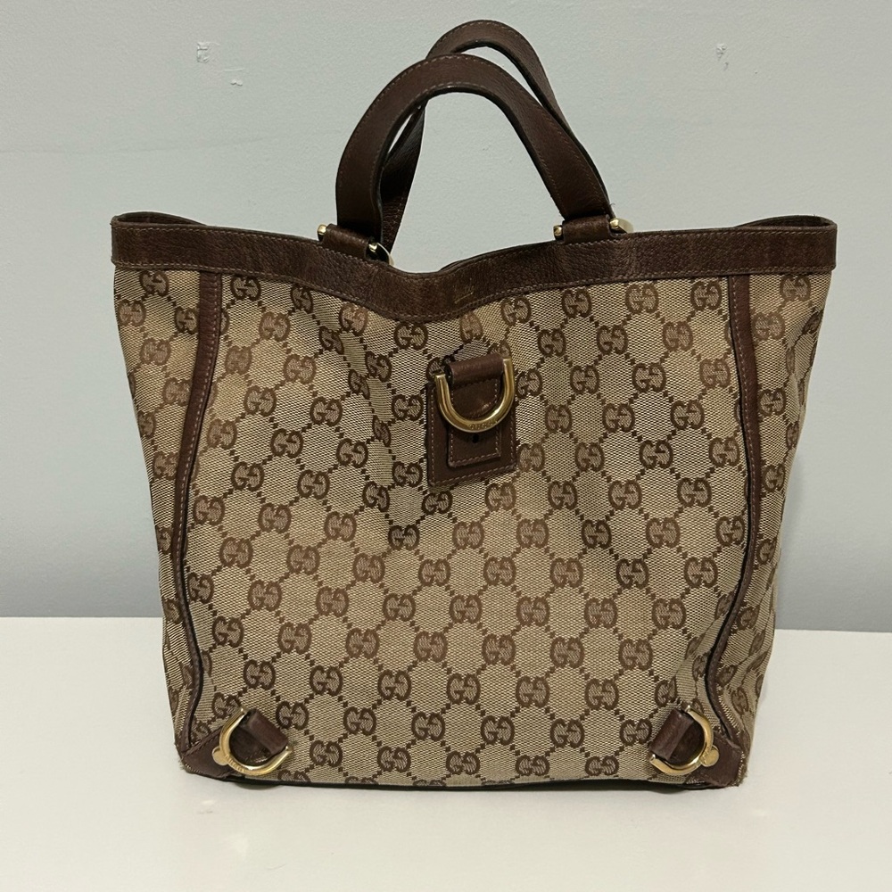 Gucci Brown and Tan Monogram Tote